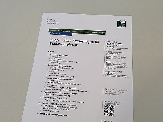 Detailausschreibung Seminar Aktuelle Steuerfragen